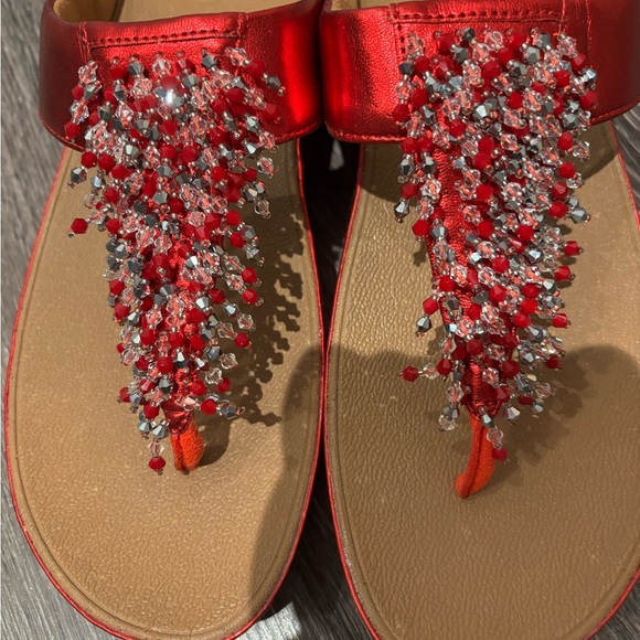 NEW Fitflop Red Cherry Rumba Valentines Embellished Sandals cha Cha Limited ED - Picture 12 of 13